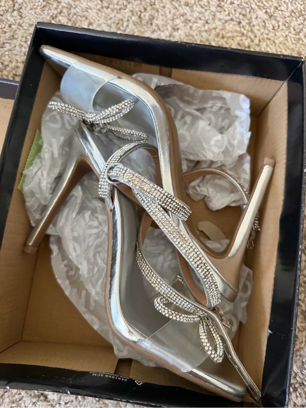INC International Concepts Silver Rhinestone Bow Pointed-Toe Stiletto Sandals
